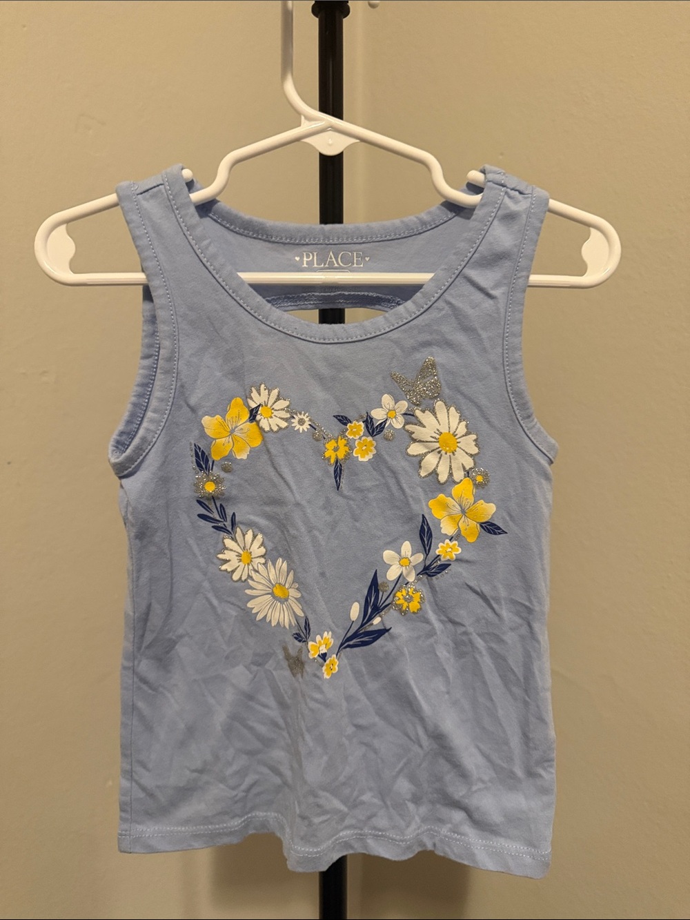 The Children's Place Light Blue Daisy Heart Tank